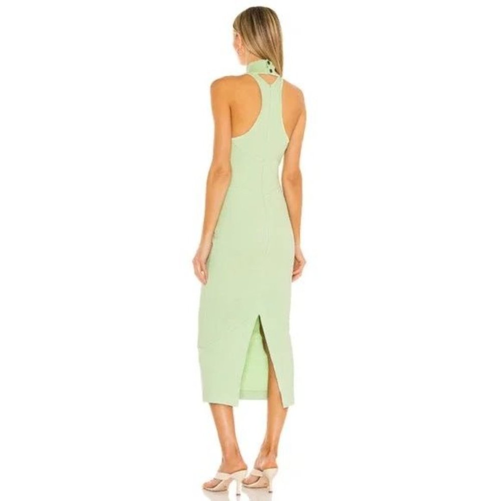 NWT Noam Martinique Bodycon Sleeveless Midi Turtleneck Dress Lime Green - Picture 3 of 12